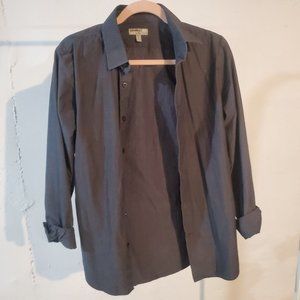 Express Medium Charcoal Grey Fitted Men's Button Up